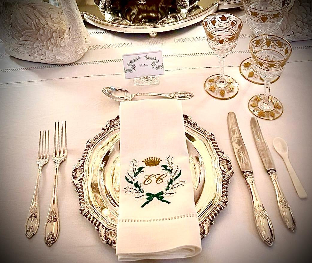 Linen Lily of the Valley Monogrammed Napkin