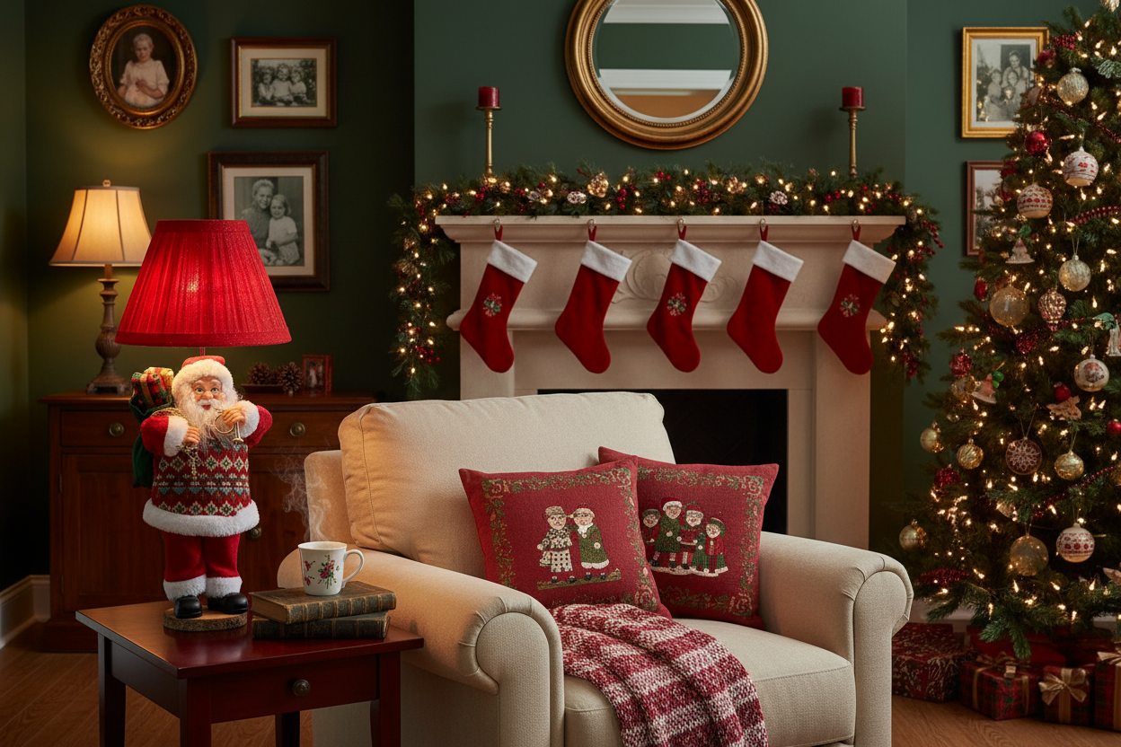 The Santa Claus Lamp in traditional family room