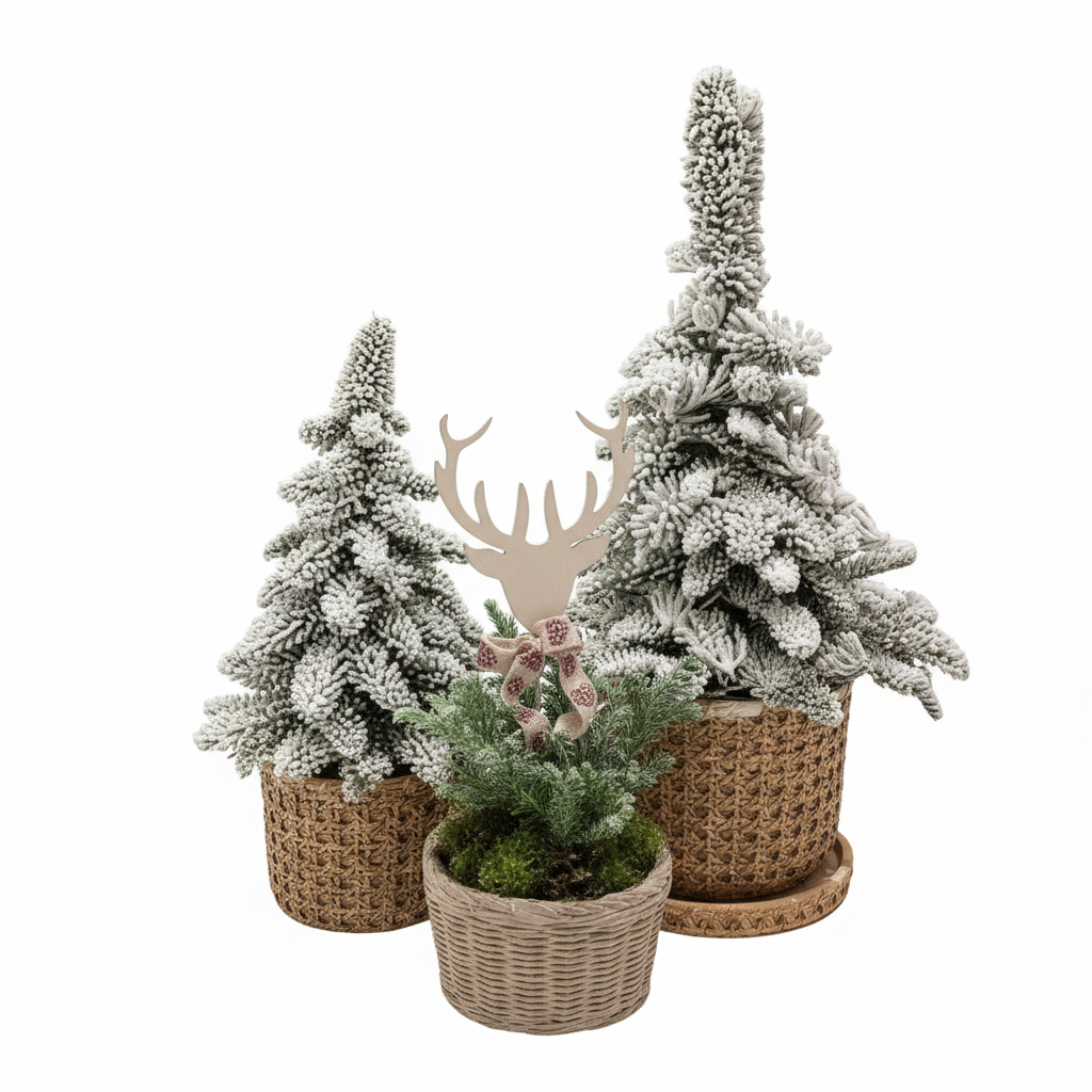 The Winter Pines Porcelain pot on white background
