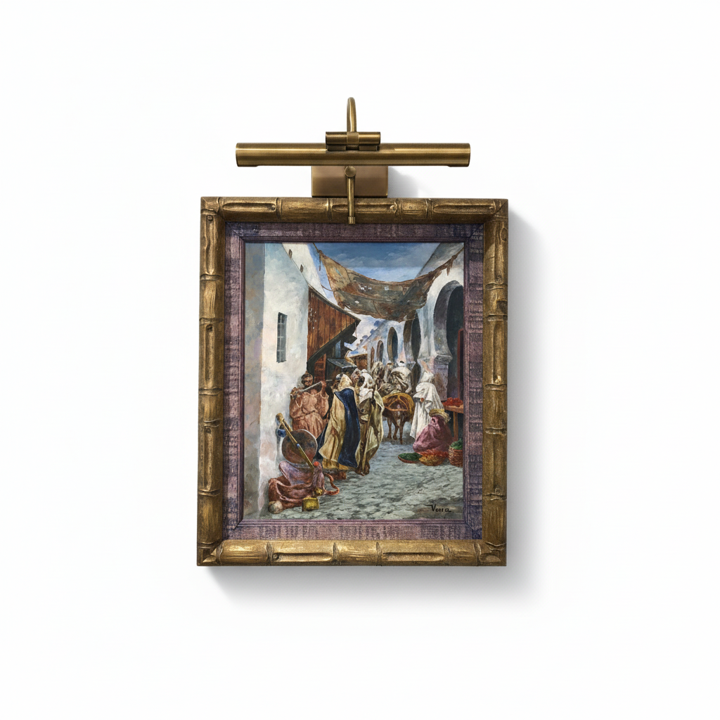 The Picture Light with painting on white background